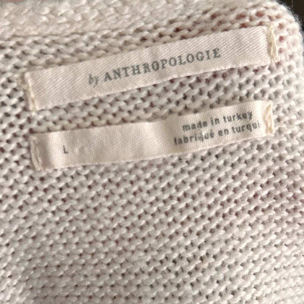 Anthropologie Nadia Open Front Floral Cardigan in White & Black Sz L - Picture 10 of 11